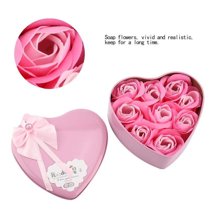 Asixx Soap Flower Box, Soap Rose Artificial Flowers, Gift Heart-Shaped