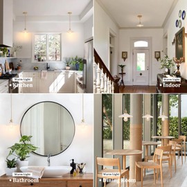 Shenmoyl Pendant Light with White Pleated Ceramic Lmapshade, Brass Vintage Pendant Light Adjustable Hanging Light for Kitchen Island Dining Room Hallway 7.87 Inch Diam