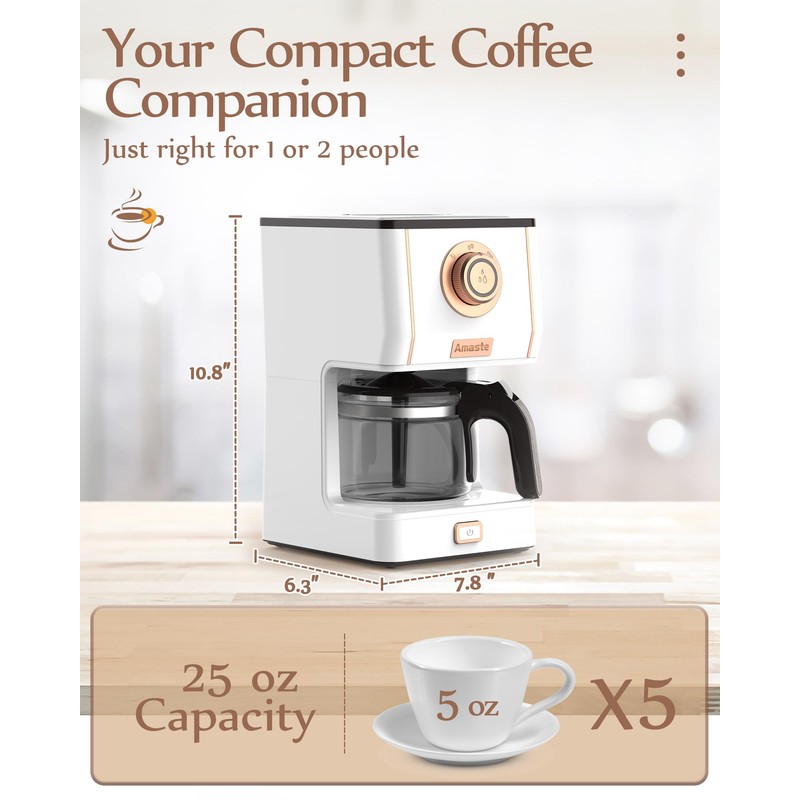 Amaste Retro Style Coffee Machine with 25 Oz Glass Coffee