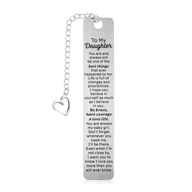 Gjinxi Inspirational Bookmark for Daughter and Stepdaughter, to My Daughter Birthday Gift for Teen Girls, Daughter Gift from Mom Dad, Graduation Christmas Back to School Gift for Kid Book Lovers Women