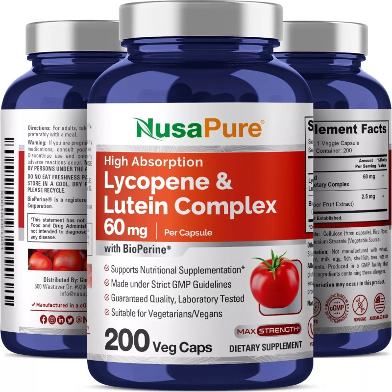 NusaPure Lycopene & Lutein Complex 60mg per caps 200 Veggie