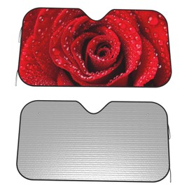 Dujiea Car Front Window Sunshade, Beautiful Red Rose Foldable Auto Windshield Sun Shade Uv Heat Sun Visor Protector-Keeps Your Vehicle Cool- 55 x 30 in