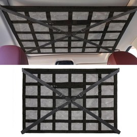 CZEAR Car Net, Ceiling, Car Storage, Car Ceiling Storage Net, Easy Installation, Overnight in Car, Double Zipper, Prevents Luggage Falling, Buckle Fastening, Large Capacity (Black, 30.7 x 20.9 inches