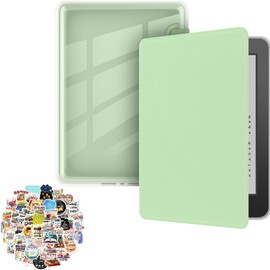 HGGWZWIF Funda para Kindle Paperwhite 7 Pulgadas 12ª Generación 2024 & Kindle Colorsoft Signature Edition con Pegatinas de Lectura, TPU+Acrílico Transparente Carcasa con Auto Sleep Wake (Verde-Claro)