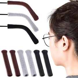 Kifmurase 3 Pairs Eye Glasses Ear Grippers, Eyeglass Ear Cushions with Soft Knitting Cotton, Anti Slip Glasses Ear Pad for Behind Ear and Eyeglasses Temple Tips Sleeve Protectors