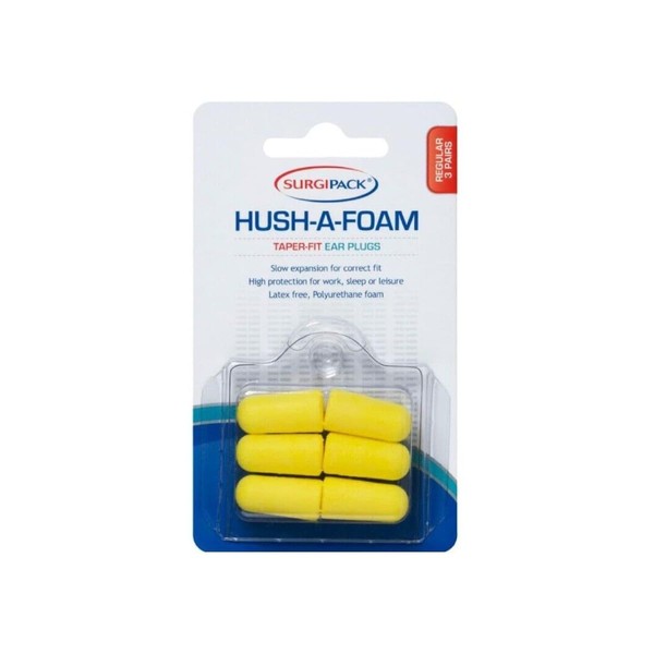 SurgiPack 6957 Hush-a-Foam Taperfit Earplug 3 Pair
