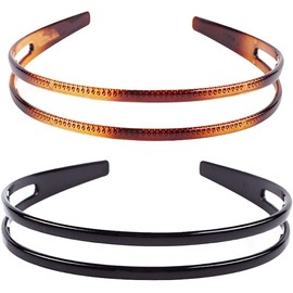 Galepromot 2Pcs Plastic Hairband Headband Double Row Hair Hoop Headwear, Women's Fashion Comb Headbands for Hair Care
