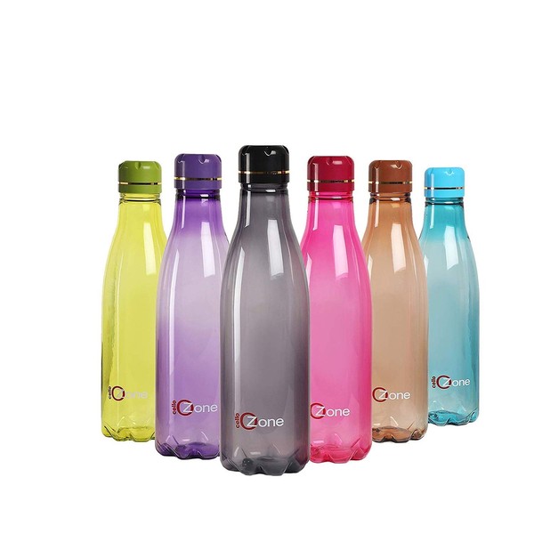 Cello Ozone Plastic Water Bottle Set, 1 Litre, Set of 6, Assorted