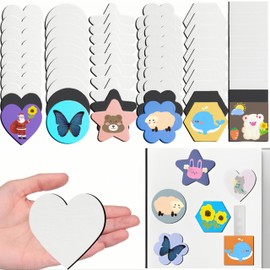 60 Pcs Mini Canvas Boards for Painting Small Magnetic Canvases Boards DIY Decorative Fridge Magnets Painting Crafts Gifts Party Favor（3", 6 Kinds of Shapes）
