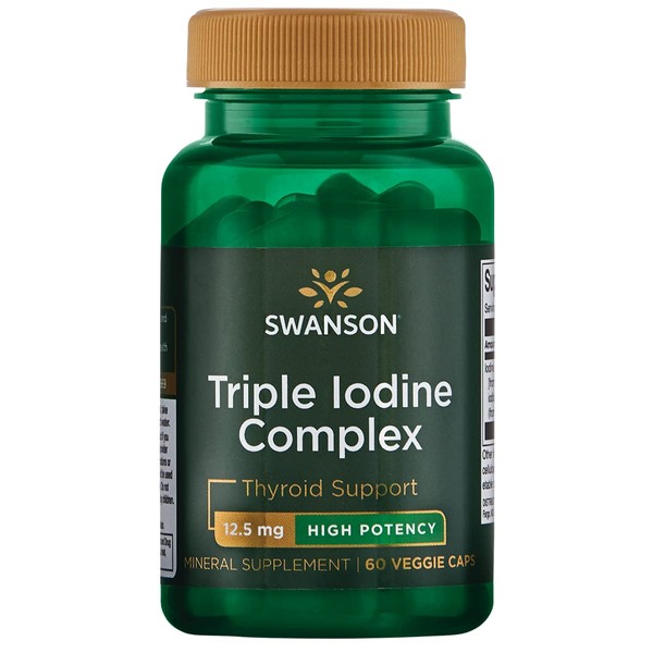 Swanson Triple Iodine Complex-Natural Supplement for Vital Thyroid Support-Promotes Metabolic Function, Increased Red Blood Cell Production, & Heart Health-(60 Veggie Capsules, 12.5mg Each) 1 Pack