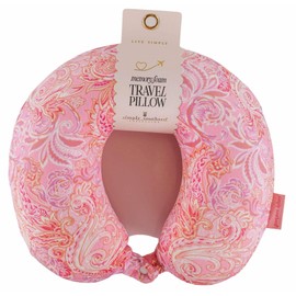 Simply Southern Memory Foam Travel Neck Pillow, 6 Patterns Available - Pink Paisley, Whale, Oyster, Watercolor, Reef, Ribbon (Pink Pailsey)