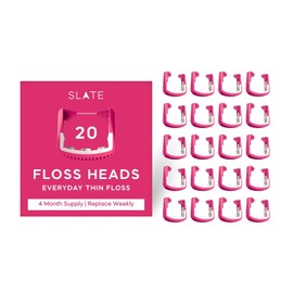 SLATE Recargas De Hilo Dental De Pizarra - 20 Cabezales De Hilo Rosa | Hilo Tejido Reutilizable, Hilo Sin Pfas E Hilo Dental Sin Encerar | Recambio De Hilo Dental Para Pizarra | Incluye Rasp