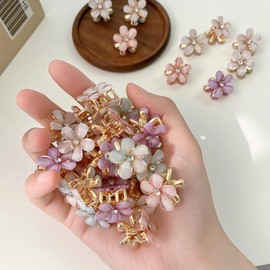 10pcs Small Flower Hair Clips - Cute Colorful Flower Hair Claw Clips Sweet Small Bangs Claw Clips Metal Broken Hair Clip Mini Hairpin Clips Side Hair Root Flower Hair Accessories for Women Girls