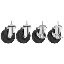 Hlyluoyi Stem Caster Wheels 3 inch, Shelving Wheels Heavy Duty, Industrial Casters for Wire Shelving, Wheels Set of 4, Stem Threaded 1/4"-20 Shelf Caster Replacement Wheel, Black