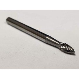 RedLine Tools - SH-41 .1250 Diameter Carbide Flame Shape SH Bur, Double Cut, .2500 LOC, 1.5000 OAL - RB25225