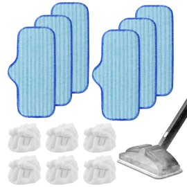 Kaulolado 6 Pack Microfiber Pads Compatible with Dupray Neat Steam Cleaner, and 6 Pack Microfiber Small Bonnets(Triangle), Durable, Reusable Cloths and Machine Washable