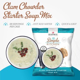 Simple Kitchen New England Clam Chowder Soup Mix - 17 Servings for Meal Prep, Vegetarian, Gluten Free & Freeze Dried Canned Food for Camping Meals, Backpacking & Hiking, Survival Kit, Pack of 4