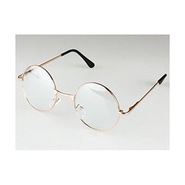 Date Eyeglasses, Round, Costume Accessory, Gold, Unisex, 1.8 x 4.9 x 7.1 inches (45 x 125 x 180 mm)