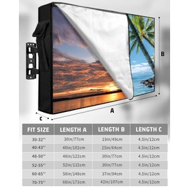 DOME-SPACE Summer Coastal Beach Sea Blue Sky Outdoor TV Cover for Outside Flat Screen Televisions, Palm Tree Landscape Weatherproof TV Screen Protector with Zipper for 60 to 65 Inch Screens