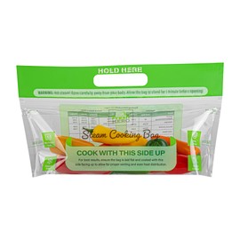 Restaurantware-Serve Secure 12.8 x 7.5 Inch Steam Bags, 25 Microwave Steamer Bags - Resealable Zipper, Disposable, Green Plastic Cooking Pouch, Ideal For Vegetables, Potatoes, Meat, And More