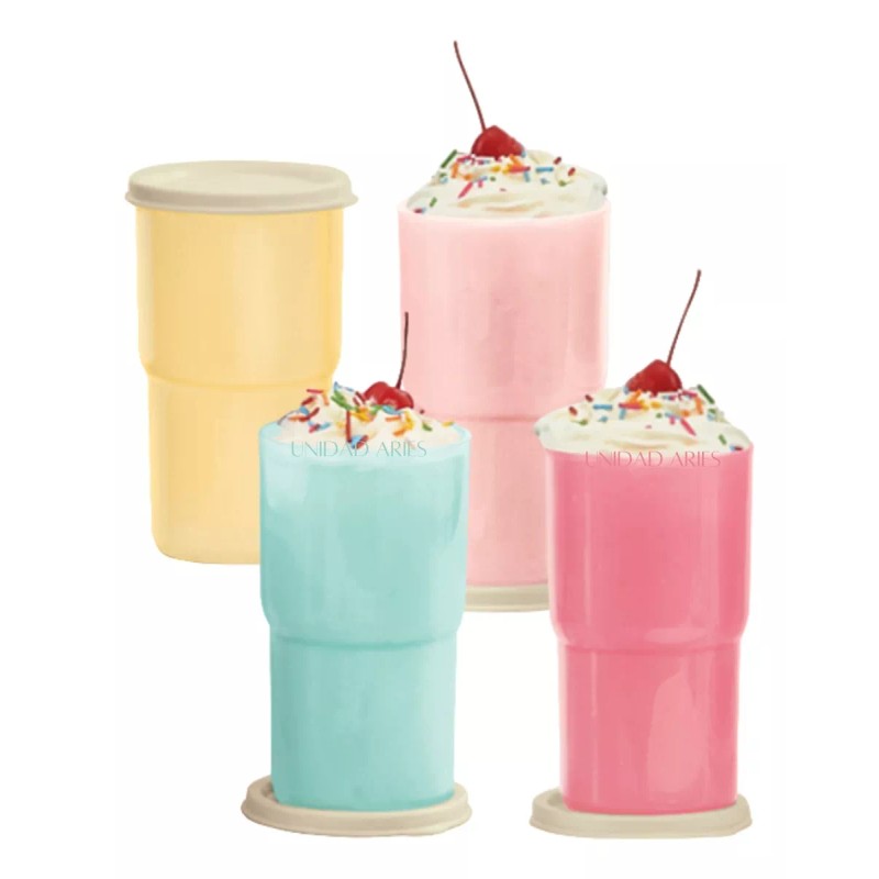 Tupperware Set De 4 Vasos Caribe Medianos 350ml Con Tapa