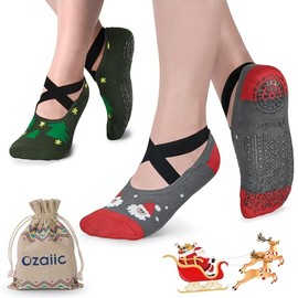 Ozaiic Yoga Socks for Women Non-Slip Grips & Straps, Ideal for Pilates, Pure Barre, Ballet, Dance, Barefoot Workout