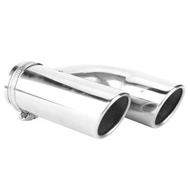Yctze 62mm Stainless Steel Double Exhaust Tail Pipe End Pipe Round Slant End Double Outlet Rear Throat