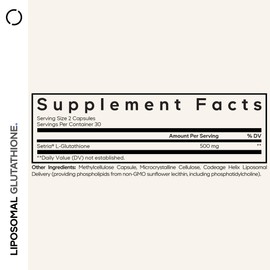 Codeage Liposomal Glutathione Supplement - Pure Reduced Setria L-Glutathione, Liposomal Delivery, Phospholipid Complex - Encapsulated Glutathione Powder Pills - Vegan, Non-GMO - 60 Capsules