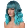 Dark Blue Ombre Wigs for Women Short Turquoise Wig with