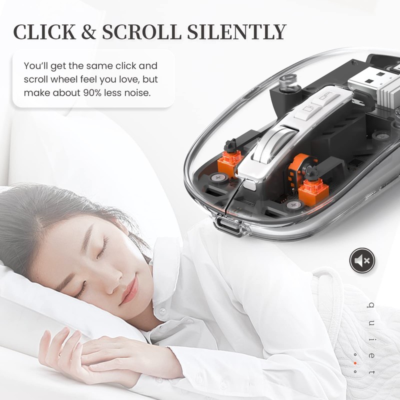 UrChoiceLtd T900 Kabellose Bluetooth-Maus, Multi-Device Slim Cordless Mouse (Dual-Mode: BT