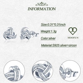 MOOFUN Women's 925 Sterling Silver Necklace Triple Leaf Clover Cubic Zirconia Pendant Stud Earrings Earrings Fashion Jewellery Silver Elegant Gift Packaging Gifts for Wife Girlfriend, Silver,