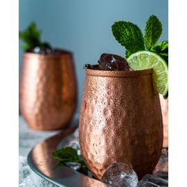 Kosdeg Copper Cups - 12 Oz set of 4 - A Unique Way To Enjoy Wine - The Perfect Pure Copper Tumbler for Water - Copper Drinking Cups Better Than Glasses or Plastic - Moscow Mule Copper Cup For Drinking