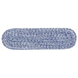 Super Area Rugs Farmhouse Braided Rug Cotton Kitchen Reversible Carpet Blue & White, 8" X 28" - Single Stair Tread