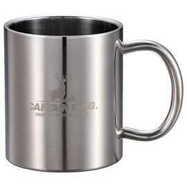 Captain Stag UH-2007 Outdoor Cup, Mug, Tumbler, 11.8 fl oz (350 ml), Double Stainless Steel, Hollow Double Wall Construction, Stainless Steel, New Palau