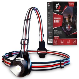 LUMEFIT Lauflicht mit Reflektoren, ideal zum Joggen und Laufen, mit 800 Lumen FrontTaschenlampe, 120° verstellbar, Laufgürtel mit rundum-Reflektoren, rotes Rücklicht, mit Akku (Rot - JR-0906)