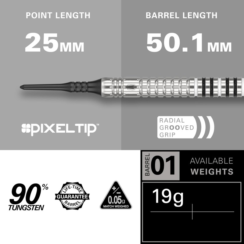 Target Darts Chris Dobey G1 19G 90% Tungsten Soft Tip