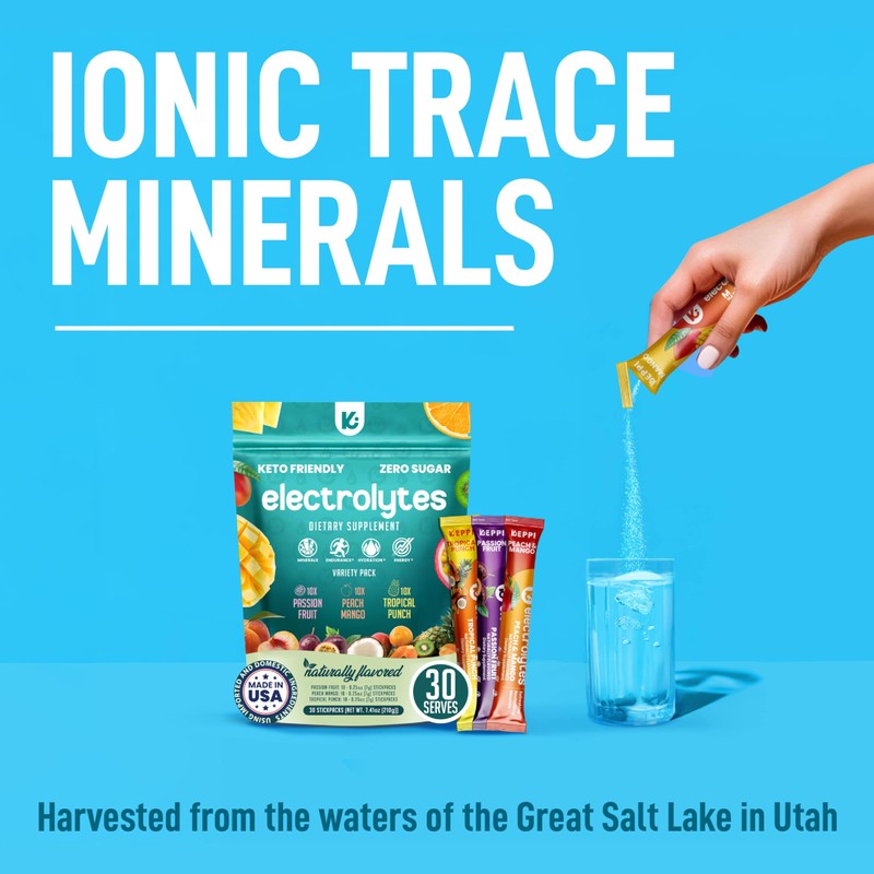 Keppi Electrolytes Powder Packets Tropical Flavors 30 Servings – No