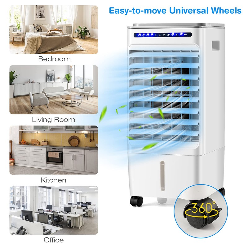 COSTWAY Portable Evaporative Air Cooler for Room, Include Remote Control,