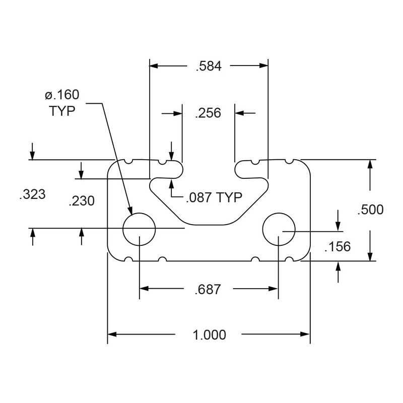 8020, 1050, 10 Series 1 Inch x 0.5 Inch T-Slotted