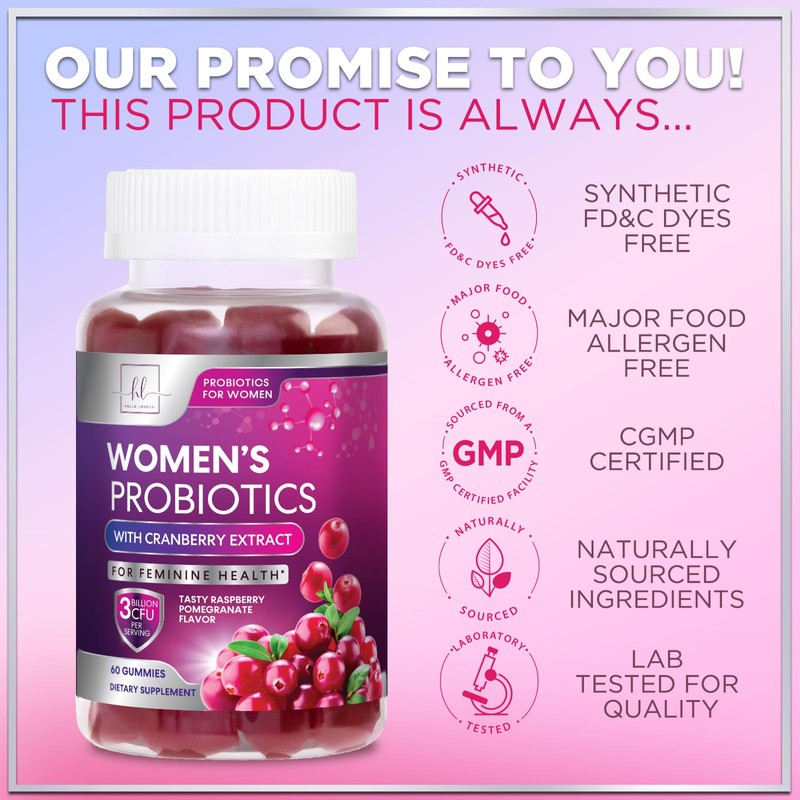 Probiotics for Women Gummies with Cranberry - 6 Premium Strains