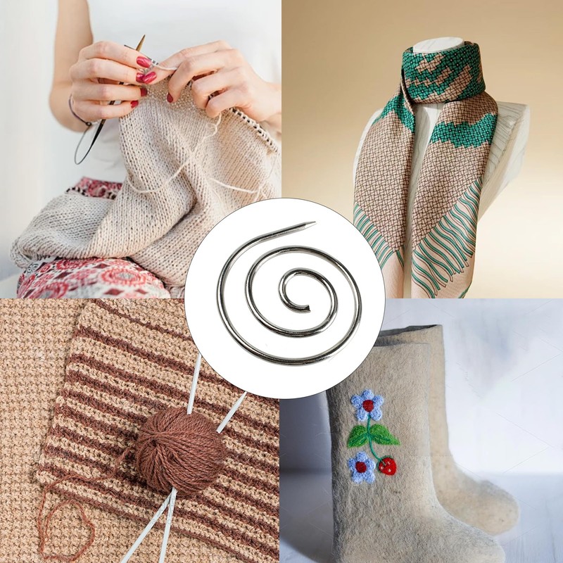 pson 2PCS Spiral Cable Needles Set, Metal Cable Needles, Smooth