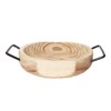DN DECONATION Round Wooden Dough Bowl with Metal Handles for