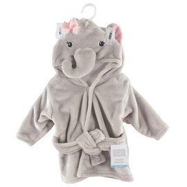 Hudson Baby Hudson Baby Unisex Baby Plush Animal Face Bathrobe, Pretty Elephant, 0-9 Months