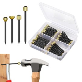 120 PCS Picture Hanging Nails, Picture Pins Brass Head Picture Nails for Walls Metal Head Hanging Pins with Plastic Storage Box Picture Frame Hangers