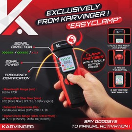 Karvinger Optical Fiber Identifier with EasyClamp Technology - Professional OFI Traffic Identifier Tool with 850 to 1700nm Wave Response - Live Fiber Detection