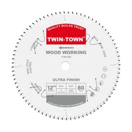 TWIN-TOWN 12-Inch Saw Blade, 80 Teeth,General Purpose for Soft Wood, Hard Wood & Plywood, ATB Grind, 1-Inch Arbor