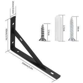8 Pieces Shelf Brackets Heavy Duty, Wall Mounted Triangle Shelving Brackets, 90 Degree Right Angle Shelf Supporters Brace Brackets, for Living Room Bedroom (150x95 mm/6x3.7 inch)