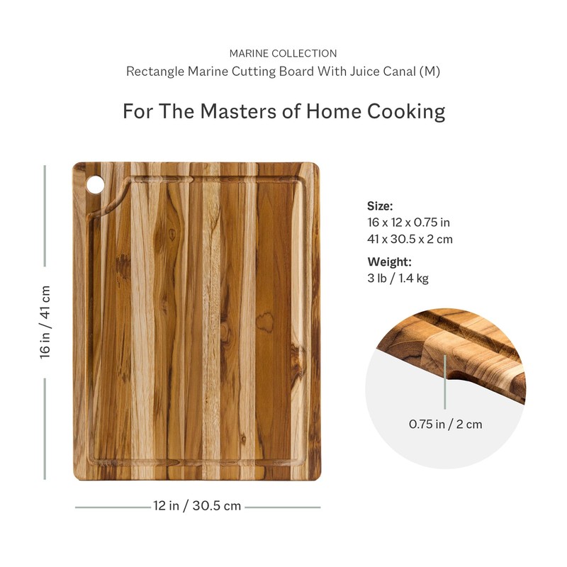 Teakhaus Teak Cutting Board - Rectangle Edge Grain Board With