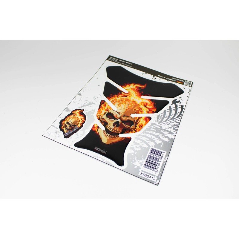 BIKE-label Tank Pad 3D Motorcycle Sticker Ghost Rider Compatible with