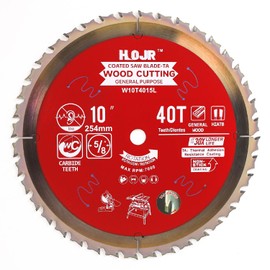 HOJR 6-1/2" to 12" TCT, 10" 40-Tooth Circular Saw Blade, General Purpose Wood Cutting Saw Blade, Arbor: 5/8", Chip Tip Anti-Stick Coating - TA, Compatible with Bosch Diablo, 10" 40T TA